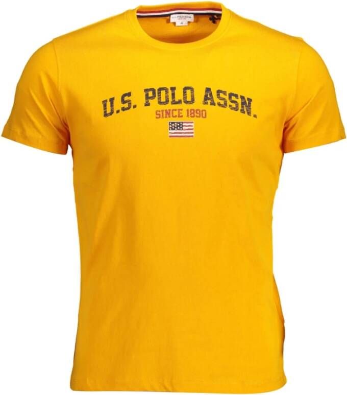 U.s. Polo Assn. Oranje Logo Tee Katoen Crew Neck Orange Heren