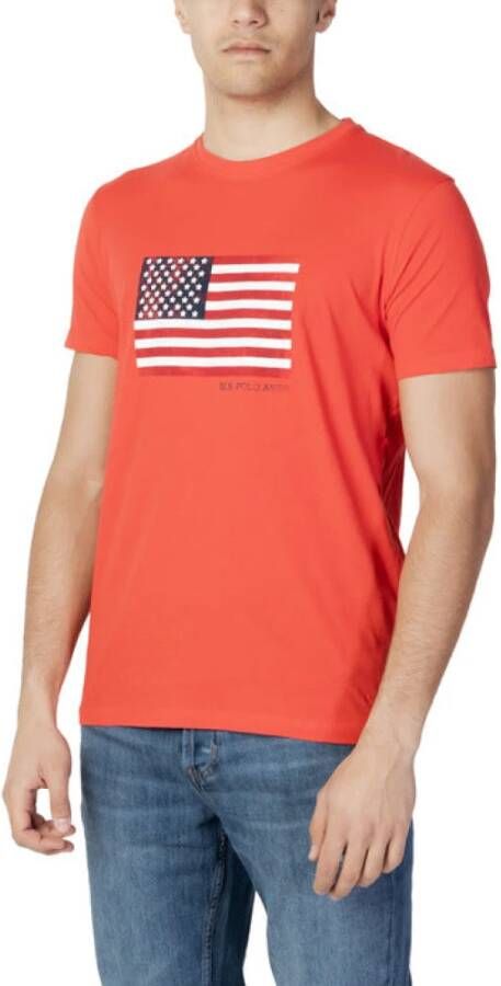 U.s. Polo Assn. Blauw Print T-Shirt voor Mannen Red Heren