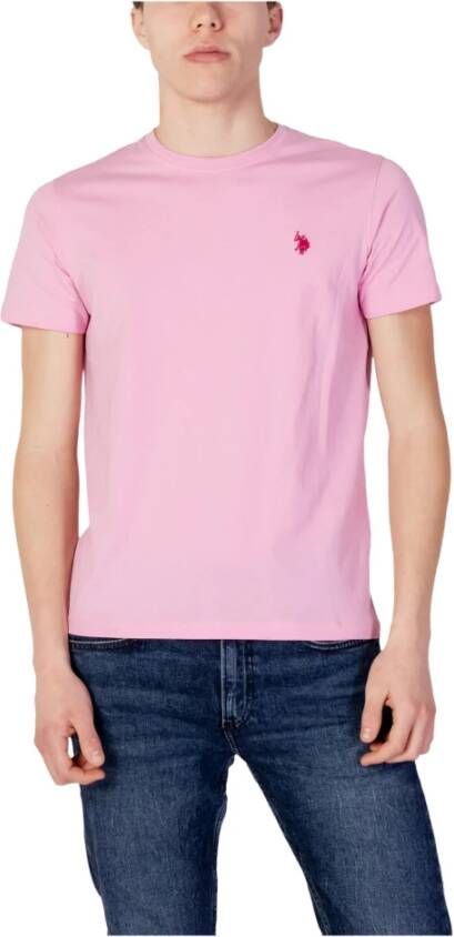 U.s. Polo Assn. Roze Polka Dot Heren T-Shirt Pink Heren