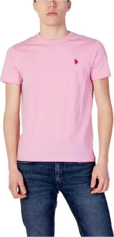 U.s. Polo Assn. Roze Polka Dot Heren T-Shirt Pink Heren