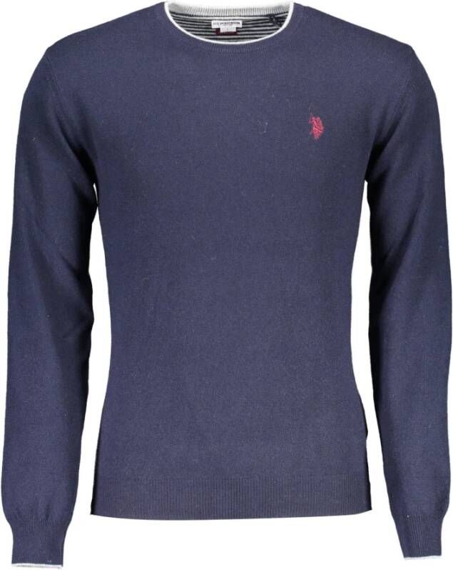 U.s. Polo Assn. Luxe Blauwe Wol-Blend Slimme Trui Blue Heren