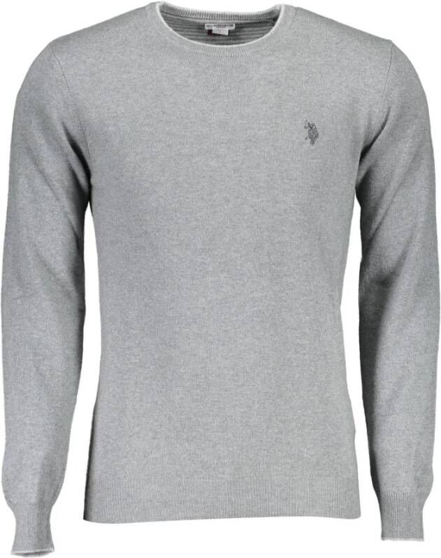 U.s. Polo Assn. Grijze wollen trui met contrastdetails Gray Heren
