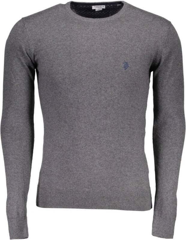 U.s. Polo Assn. Grijze Katoenen Trui Lange Mouwen Ronde Hals Gray Heren