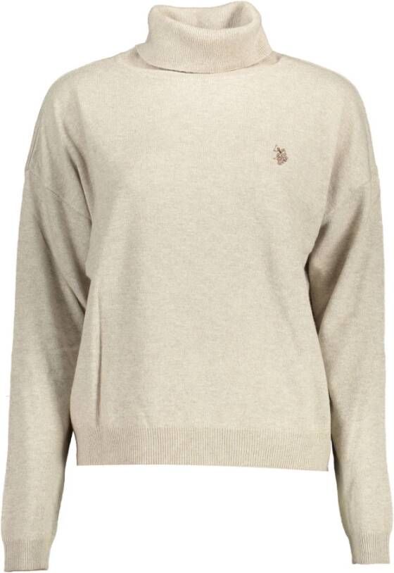 U.s. Polo Assn. Elegante Beige Coltrui met Borduursel Beige Dames