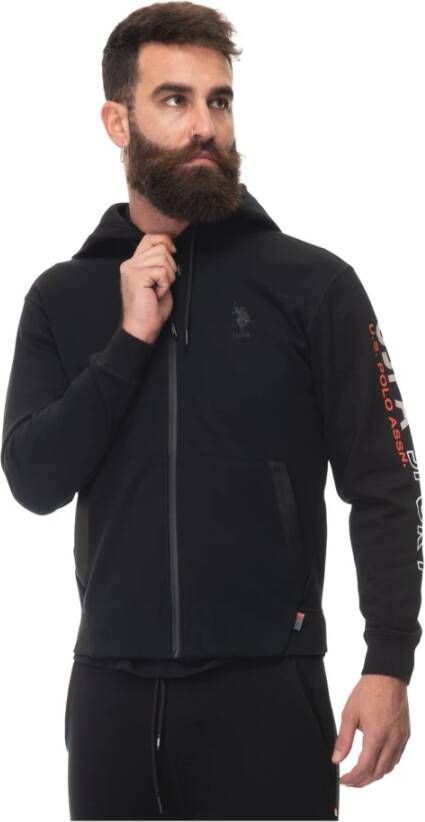 U.s. Polo Assn. Zip Sweatshirt ontmoette KAP Zwart Heren