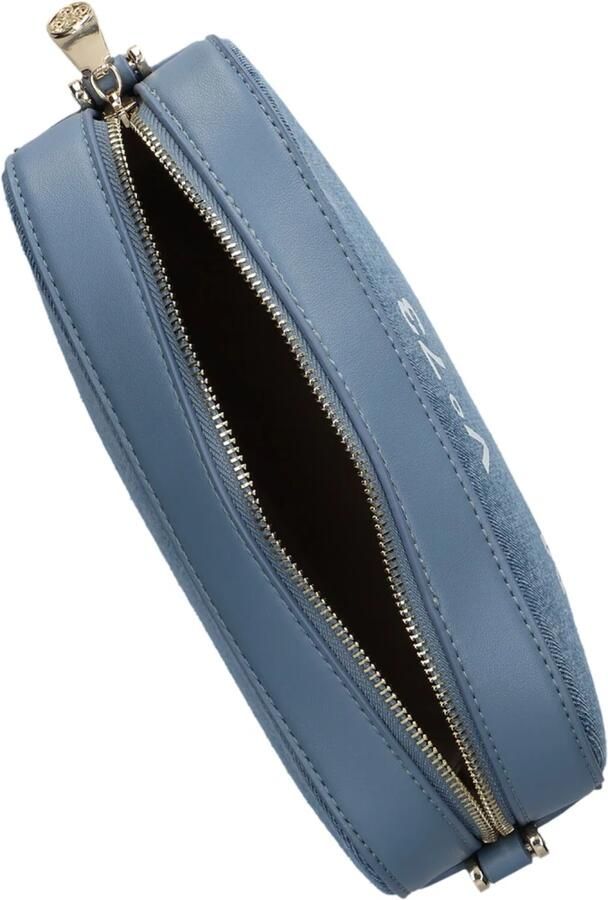 V73 Blauwe Denim Schoudertas met Leatherlook Rand Blue Dames