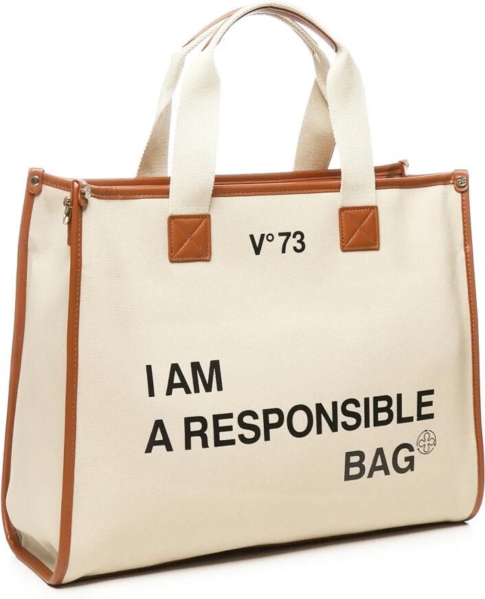 V73 Stijlvolle Schoudertas met Ritssluiting Beige Dames - Foto 3