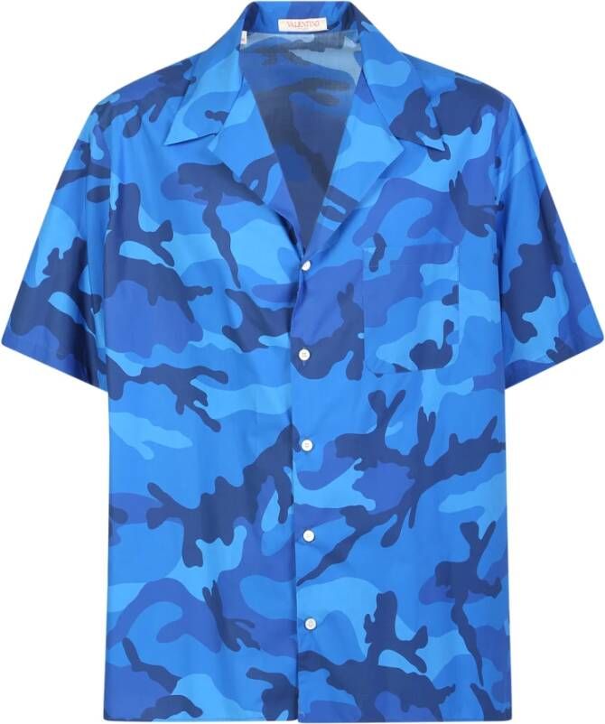 Valentino Blauw Camouflage Shirt voor Heren Blauw Heren