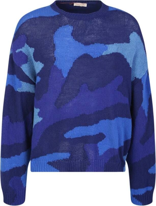 Valentino Blauwe camouflage knitwear voor heren Blauw Heren