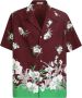 Valentino Bruine Bloemenprint Cubaanse Kraag Shirts Bruin Heren - Thumbnail 1