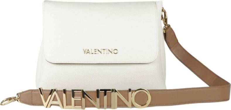 Valentino by Mario Valentino Witte en Beige Flap Handtas met Magnetische Sluiting White Dames