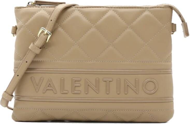 Valentino by Mario Valentino Beige Gewatteerde Schoudertas met Verstelbare Band Beige Dames