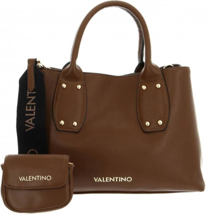 Valentino by Mario Valentino Bruine Rechthoekige Dames Tas met Gouden Accenten Bruin Dames