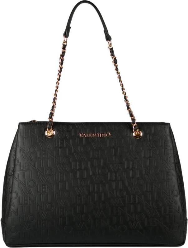 Valentino by Mario Valentino Zwarte polyethyleen schoudertas met kettinghengsels Black Dames