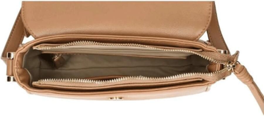 Valentino by Mario Valentino Beige Rechthoekige Handtas met Gouden Inscriptie Beige Dames - Foto 5