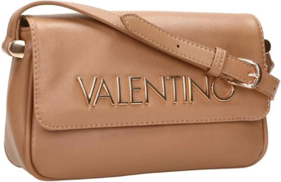 Valentino by Mario Valentino Beige Rechthoekige Handtas met Gouden Inscriptie Beige Dames - Foto 3