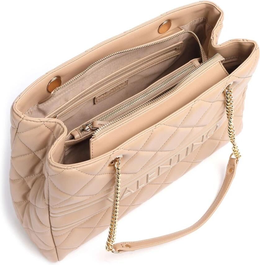 Valentino by Mario Valentino Beige Handtas met Kettingbanden en Meerdere Compartimenten Beige Dames - Foto 2
