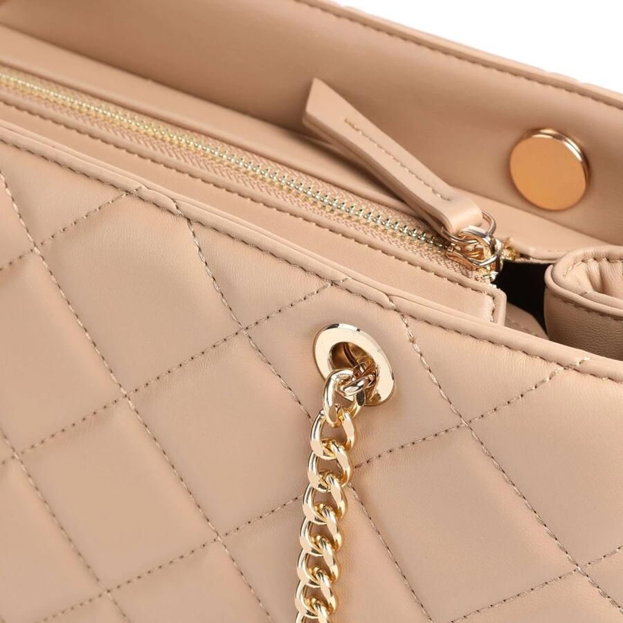 Valentino by Mario Valentino Beige Handtas met Kettingbanden en Meerdere Compartimenten Beige Dames