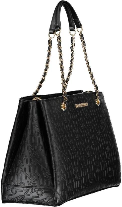 Valentino by Mario Valentino Zwarte polyethyleen schoudertas met kettinghengsels Black Dames