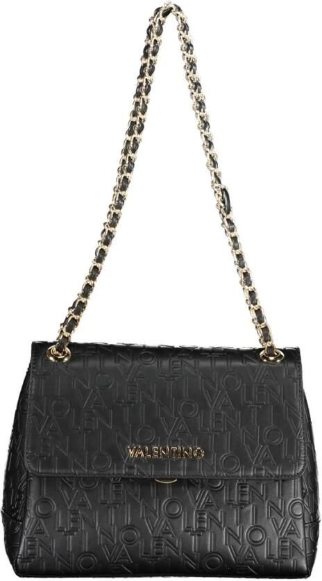 Valentino by Mario Valentino Zwarte Schoudertas met Ketting en Rits- en Knoopsluiting Black Dames