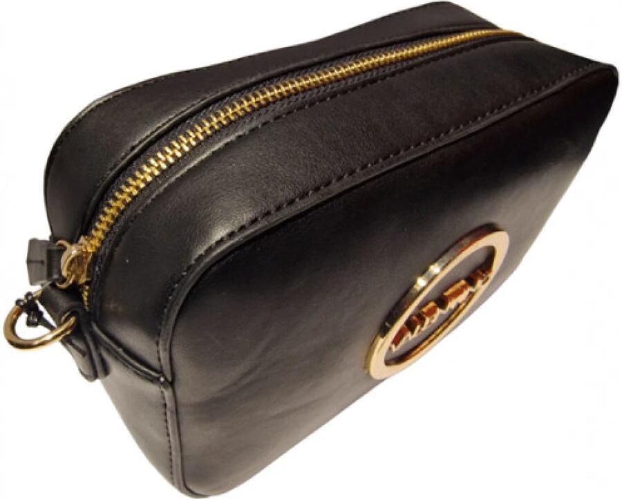 Valentino by Mario Valentino Zwarte Rechthoekige Handtas met Gouden Logo Black Dames