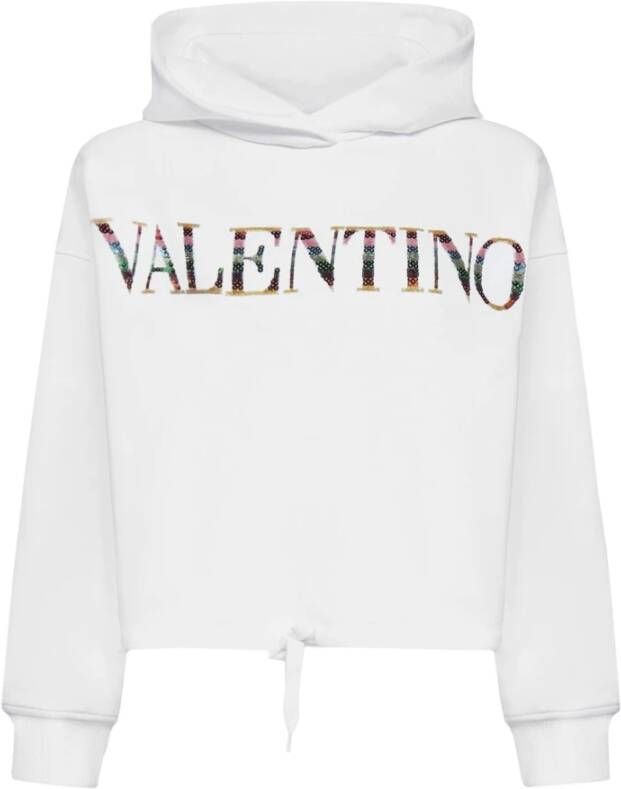 Valentino Katoenen Logo Hoodie White Dames