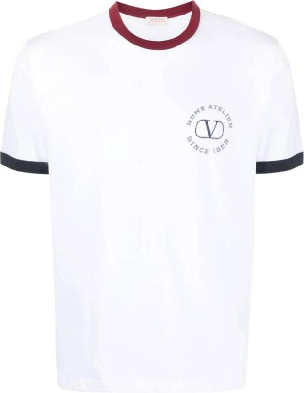 Valentino Garavani Contrast Trim Logo T-shirt White Heren