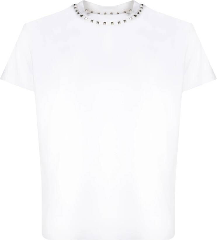 Valentino Garavani Gestudde Katoenen T-Shirt voor Heren Wit Heren