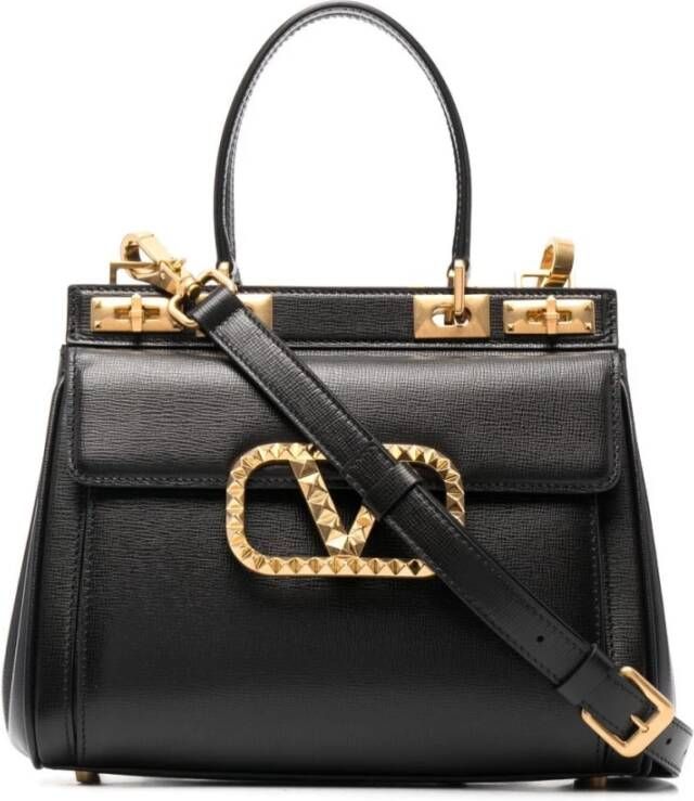 Valentino Garavani Medium Rockstud Alcove Handbag IN Grainy Calfskin Zwart Dames