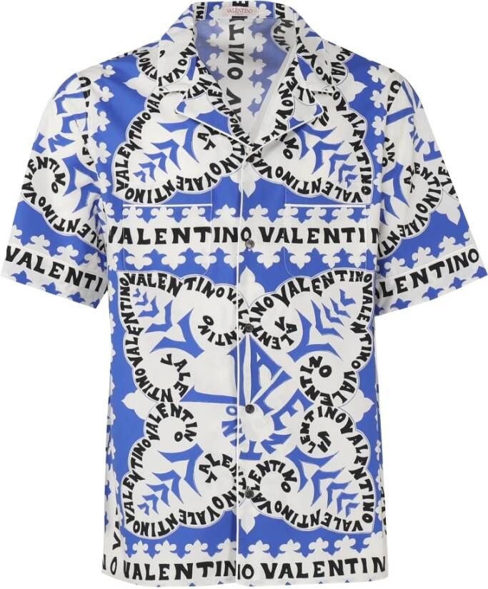 Valentino Short Sleeve Shirts Blauw Heren