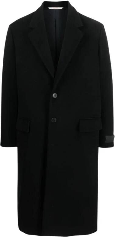 Valentino Garavani Single-Breasted Coats Zwart Heren