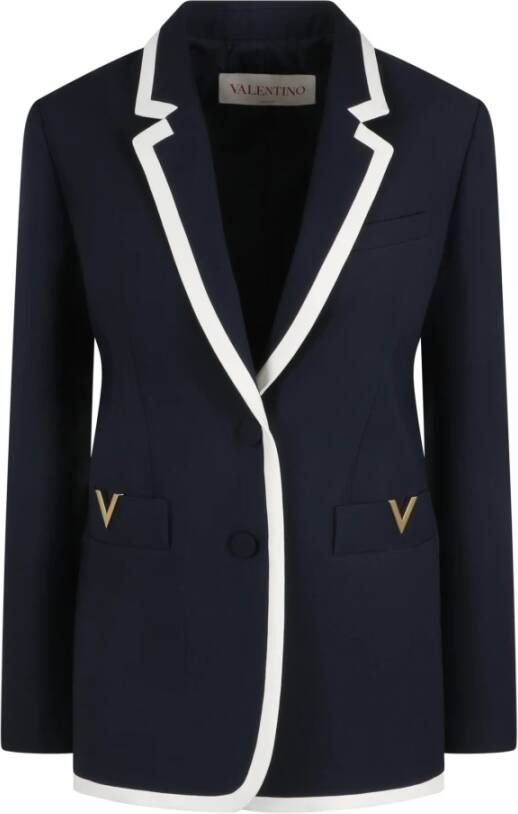 Valentino Garavani Stijlvolle Crepe Couture Blazer Blauw Dames