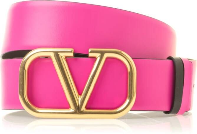 Valentino Garavani Stijlvolle V-logo Leren Riem voor Vrouwen Roze Dames
