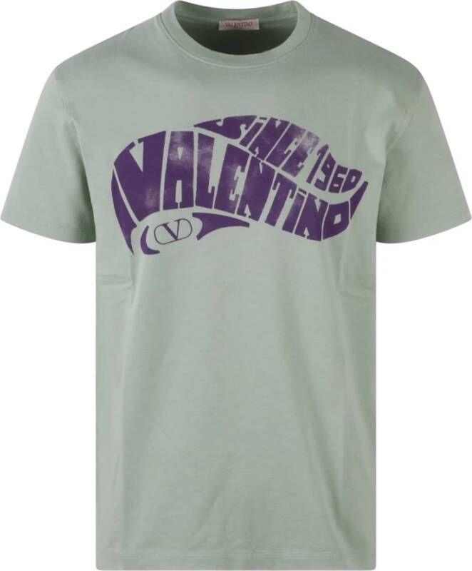 Valentino Surf Print T-shirt Green Heren