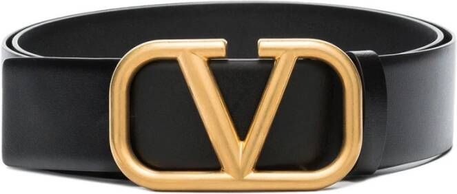 Valentino Garavani V-Logo Leren Riem Zwart Heren