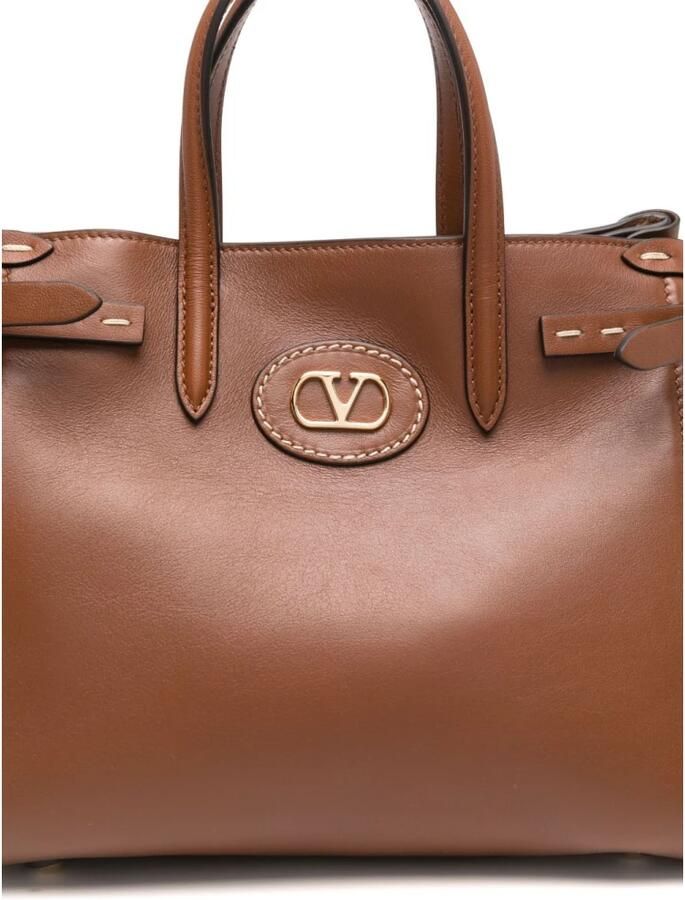 Valentino Garavani Bruine leren schoudertas met gouden hardware Brown Dames - Foto 4