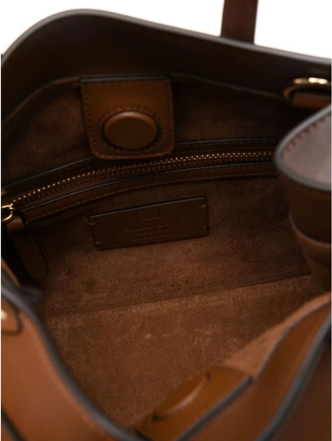 Valentino Garavani Bruine leren schoudertas met gouden hardware Brown Dames - Foto 5