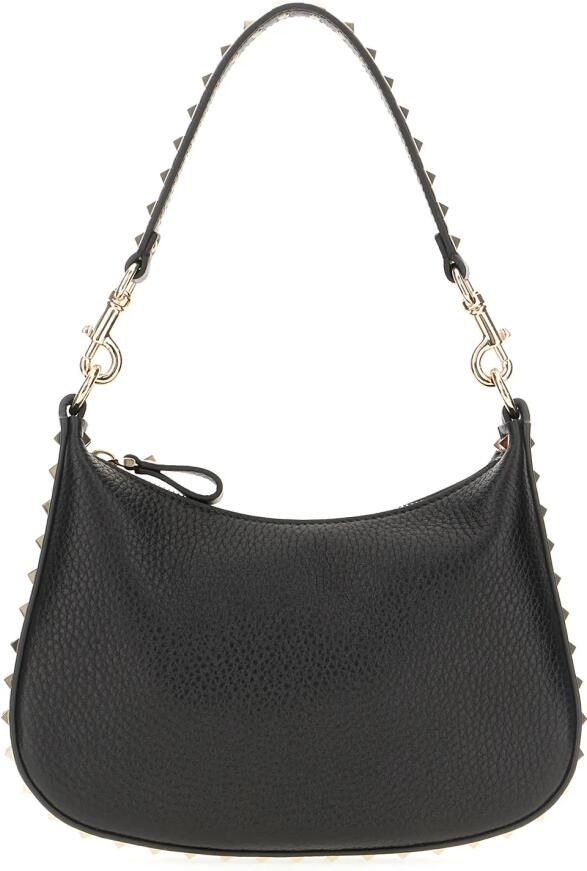 Valentino Garavani Goudkleurige Rockstud Kalfsleren Hobo Tas Black Dames - Foto 4