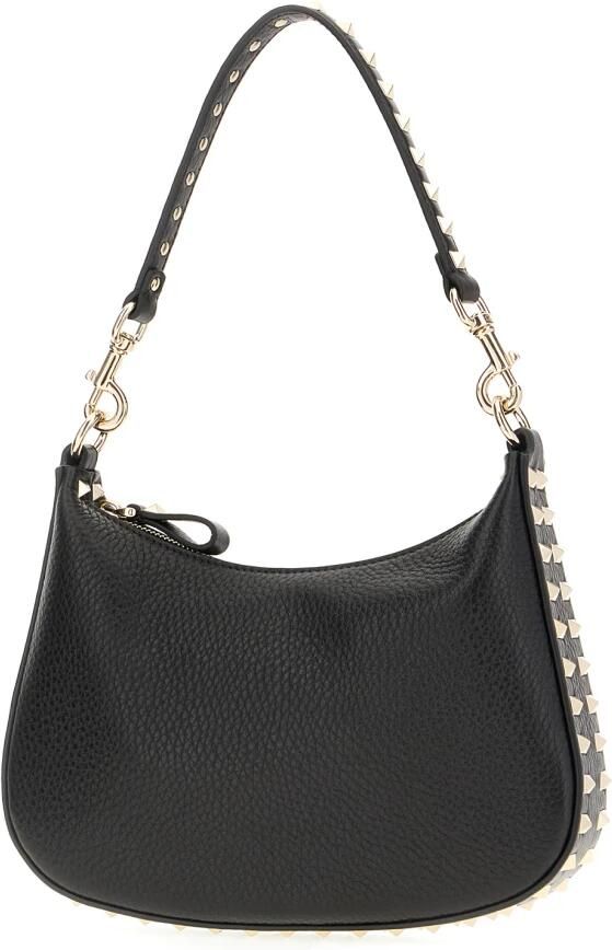 Valentino Garavani Goudkleurige Rockstud Kalfsleren Hobo Tas Black Dames - Foto 6