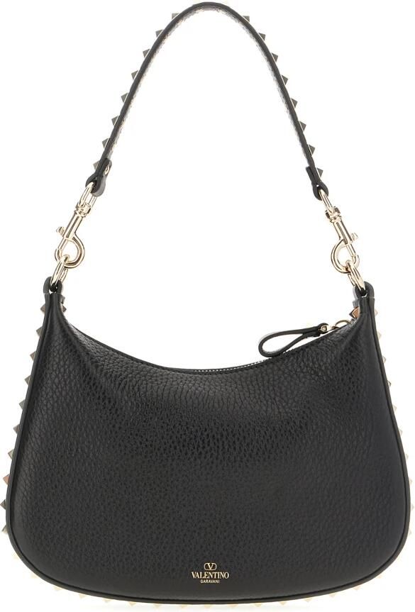 Valentino Garavani Goudkleurige Rockstud Kalfsleren Hobo Tas Black Dames - Foto 5