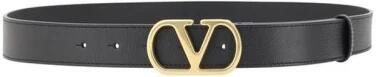 Valentino Garavani Zwart leren VLogo riem Brown Dames