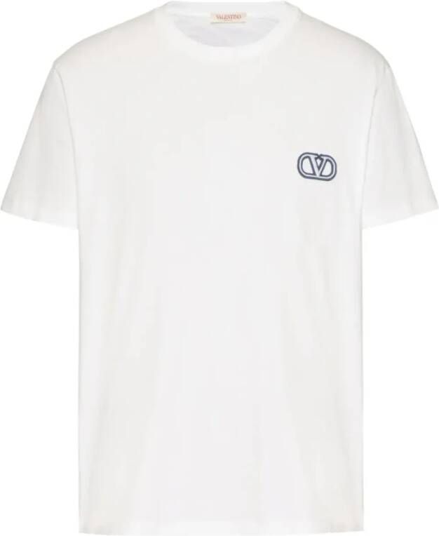 Valentino Garavani VLogo Signature Katoenen T-Shirt voor Heren Wit Heren