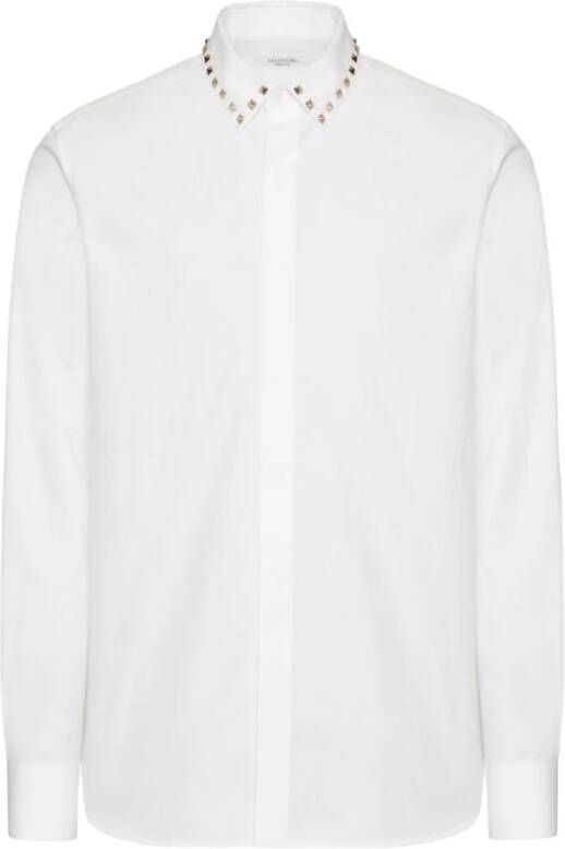 Valentino Garavani Witte Katoenen Overhemd met Goudkleurige Rockstud Details Wit Heren