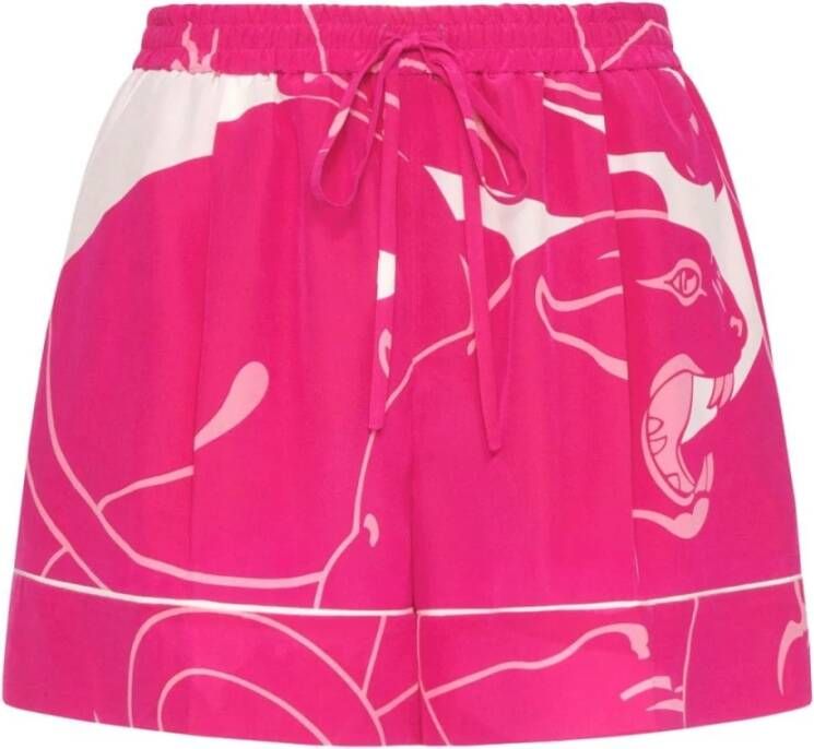 Valentino Garavani Zijden Shorts met Panther Print Roze Dames