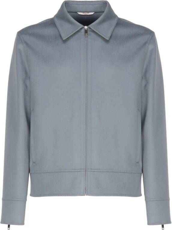 Valentino Garavani Zip-through Sweatshirt van Wol en Kasjmier Grijs Heren