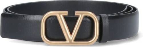 Valentino Garavani Zwart V Logo Leren Riem Zwart Heren