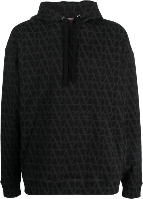 Valentino Garavani Zwarte Sweaters met All-Over Print Zwart Heren