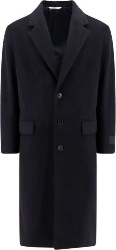 Valentino Gevoerde wollen jas met logo knopen Zwart Heren