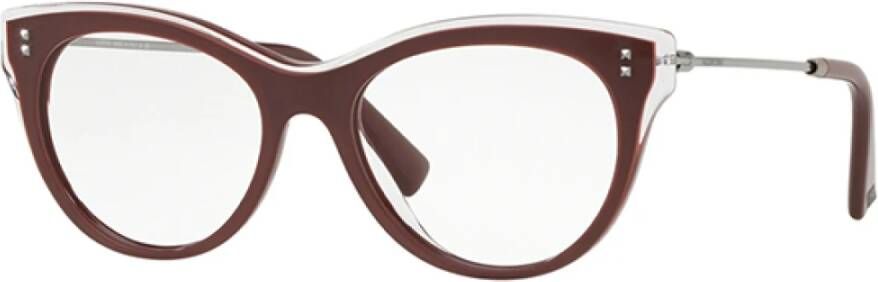 Valentino Burgundy Crystal Eyewear Frames Red Unisex