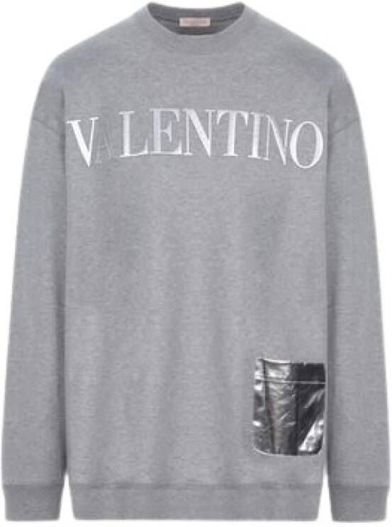 Valentino Grijze Katoenen Sweatshirt met Logo Relief Gray Heren